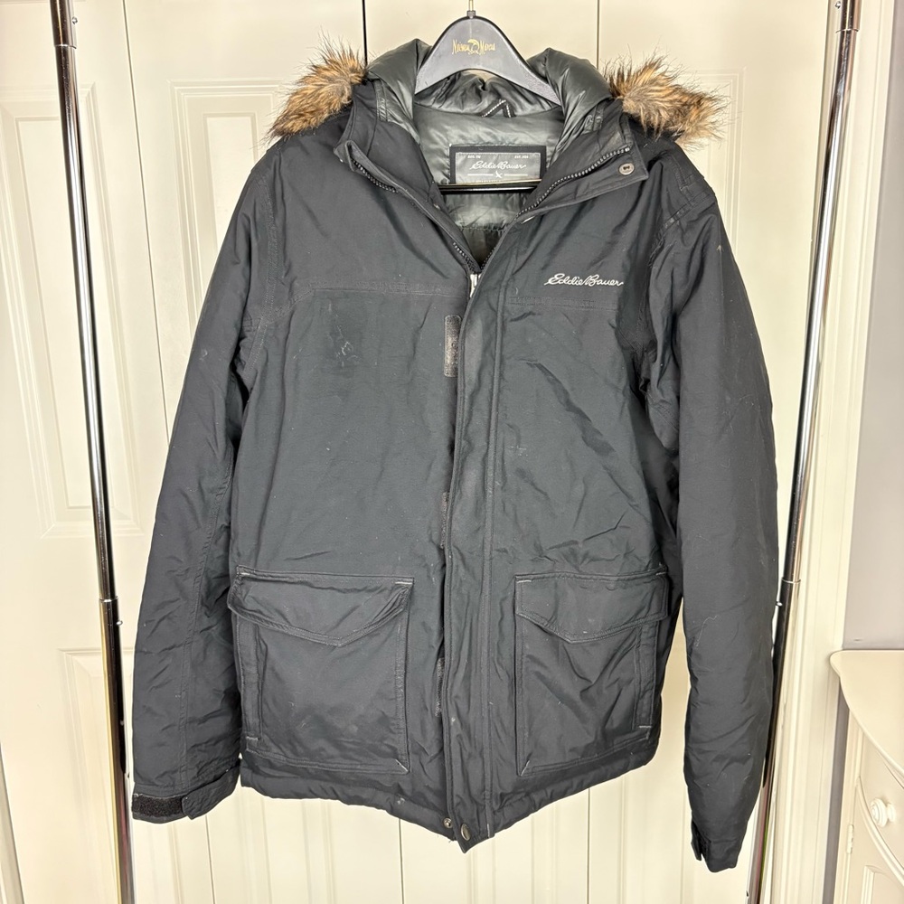 Eddie Bauer Heavy Down Filled Black Parka